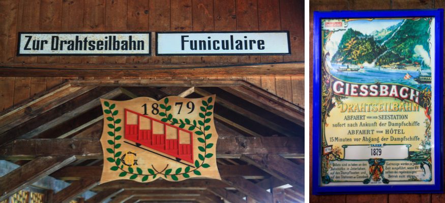 vintage sign and poster for Giessbach funicular built in 1879