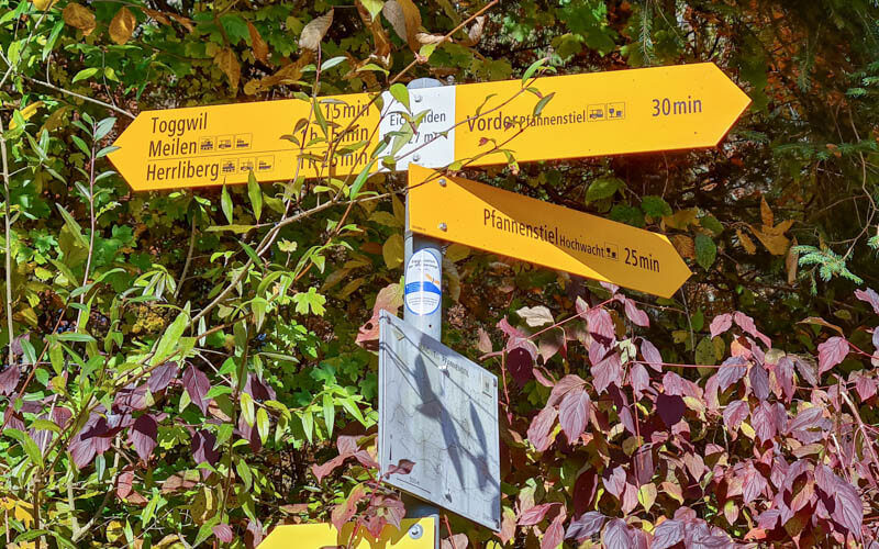 trail sign showing direction Meilen
